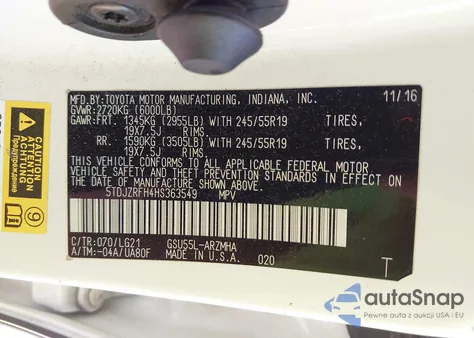 2017 Toyota Highlander Se из США, поврежденный, VIN 5TDJZRFH4HS363549